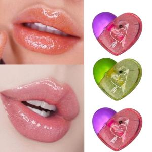 Sparkling Heart-Shaped Lip Gloss, Multicolor (Pack of 3).