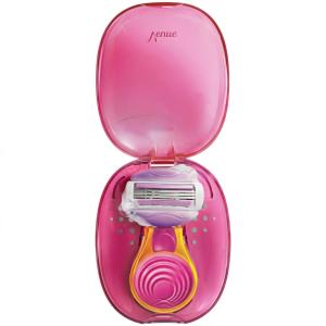 Bikini Saving Razor for Ladies Portable Shaving Kit with 3 Blades, Pink and Blue (Pack of 1).