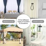(1 Pair) Curtain Tiebacks Curtain Drape Hold backs Clips Rope Holder.(Black)