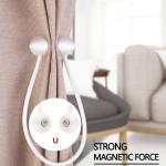 2 Pair Magnetic Curtain Tiebacks Convenient Drape Tie Backs-Pearl Decorative Rope Holdback Holder(2 pair).White