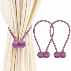 (1 Pair) Curtain Tiebacks Curtain Drape Hold backs Clips Rope Holder Tie Back for Home Bedroom Office (Purple).