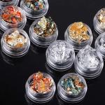 Professional 12 Box Gold Silver Copper Foil Tinfoil Paillette Chip Foil Nail Glitter(Pack of 1).