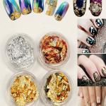 Professional 12 Box Gold Silver Copper Foil Tinfoil Paillette Chip Foil Nail Glitter(Pack of 1).