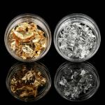 Professional 12 Box Gold Silver Copper Foil Tinfoil Paillette Chip Foil Nail Glitter(Pack of 1).