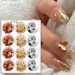 Professional 12 Box Gold Silver Copper Foil Tinfoil Paillette Chip Foil Nail Glitter(Pack of 1).