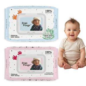 PREMIUM BABY WIPES WITH ALOE VERA, GRAPE FRUIT EXTRACT & VITAMIN E (72 wipes, Combo of 2)