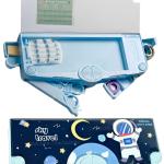 Plastic Space Theme Multiple Compartment Pencil Box Geometry Box (Blue) 1 Piece