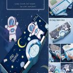 Plastic Space Theme Multiple Compartment Pencil Box Geometry Box (Blue) 1 Piece