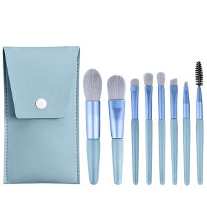 PRIMUM 8 PCS Mini Makeup Brush Set with Case, Portable Foundation Brush Kit Travel,