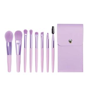PRIMUM 8 PCS Mini Makeup Brush Set with Case, Portable Foundation Brush Kit Travel,