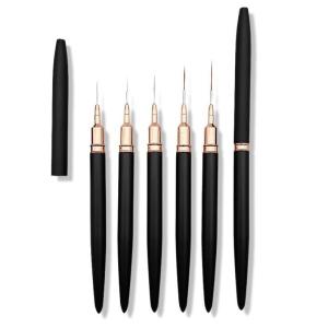5pcs Set Extra Fine Line Liner Slim Brush Line Nail Brush Nail Art Pen (Black).