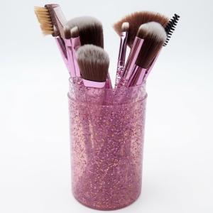 Makeup Brushes Set with Case, 12pcs Professional Make Up Brush Portable Storage Box, Best Gift Kit (Glitter Pink)