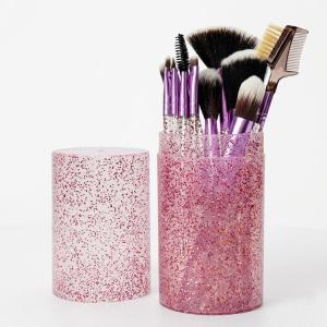 Makeup Brushes Set with Case, 12pcs Professional Make Up Brush Portable Storage Box, Best Gift Kit (Glitter Pink)