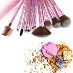 Makeup Brushes Set with Case, 12pcs Professional Make Up Brush Portable Storage Box, (Glitter Pink)