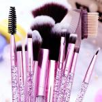 Makeup Brushes Set with Case, 12pcs Professional Make Up Brush Portable Storage Box, (Glitter Pink)