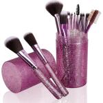 Makeup Brushes Set with Case, 12pcs Professional Make Up Brush Portable Storage Box, (Glitter Pink)