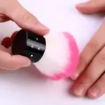 1 Pcs Soft Nail Cleaner Brush Mini Stainless Steel Handle Remove