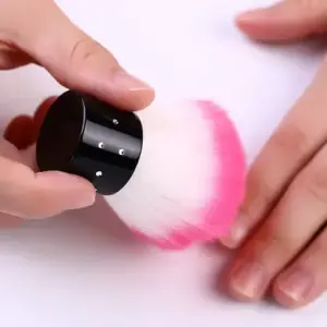 1 Pcs Soft Nail Cleaner Brush Mini Stainless Steel Handle Remove