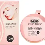 OCEAN BEAUTY Full Coverage Compact Powder shade 105 Natural Makeup 1 Pcs