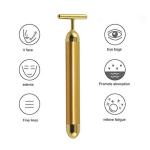 Electric Vibration Facial Massage For Roller Waterproof Face Skin Care T-Shaped Anti Wrinkle Massage(Gold).