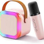 Wireless Mics Portable Bluetooth Speaker & Dynamic Lights Birthday Gift for Girls, Boys