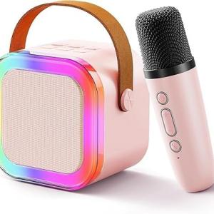 Wireless Mics Portable Bluetooth Speaker & Dynamic Lights Birthday Gift for Girls, Boys