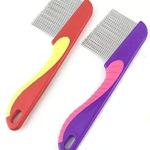Flea Comb for Cat Dog, Stainless Steel Fine Tooth Flea Lice Tear Stain Remover Comb(2 Pcs).