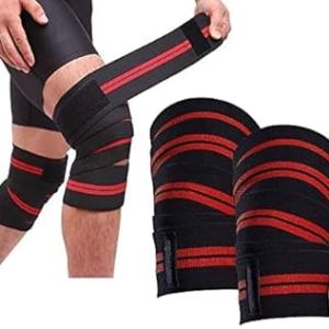 Knee Wraps and Wrist Band Support Straps 1 Pair Knee Band)