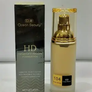 OCEAN BEAUTY Invisible Cover Foundation Shade 104 Nude Beige Flawless Complexion Foundation 1 Pcs