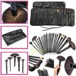24 Piece Makeup Brush Set with PU Leather Case (Black)