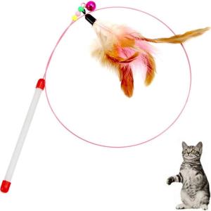 Cat Teaser Playing Stick Wooden Cat Wand Toy 1 Pcs