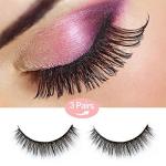 Black Handmade Natural Thick Long Polyester, 3 Pairs False Eyelashes