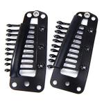 4 Pcs Chunni Clips with Safety Pins, Snap-on Dupatta Pin Hijab Pins Stainless Steel Wig Clip(Black)