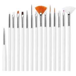 15 Pcs Cosmetic Nail Art Polish Painting Draw Pen Brush Tips   Tools Set(White).