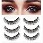 Black Handmade Natural Thick Long Polyester, 3 Pairs False Eyelashes