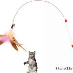 Cat Teaser Playing Stick Wooden Cat Wand Toy 1 Pcs