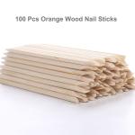 100Pcs Nails Orange Wood Stick For Cuticle Pusher Remover