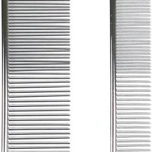 2 Pcs Stainless Steel Pet Tool Grooming Comb Removes Tangles, Mats, Loose Hair and Dirt for Cats Dogs 1 Pcs