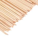 Orange Wood Nail Sticks Double Sided Cuticle Pusher Tool 100 Pcs