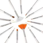 15 Pcs Cosmetic Nail Art Polish Painting Draw Pen Brush Tips   Tools Set(White).
