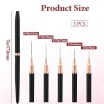 5 PCS  Metallic Nail Art Pens, Liner Brushes Set, Black Color Nail Tools(Black).