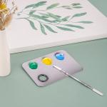 Stainless Steel Makeup mixing Palette with Spatula makeup artist tool.(Pack of 1).