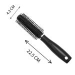 2 Pcs Hair Brush Comb Round Comb Twill with Wood Handle for Hair Drying Styling Curling (Black)