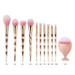 11pcs Diamond cut Handle Makeup Brush Set With Big Fish Tail For Foundation Brush