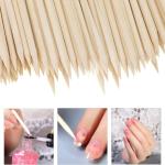 Orange Wood Nail Sticks Double Sided Cuticle Pusher Tool 100 Pcs