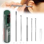 6 Pcs Ear Wax Cleane Ear Cleansing Tool Set, with a Storage Box (Silver, 6pcs)
