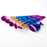 Professional Handle Makeup Brush Set with Big Fish Tail for Foundation Eyeshadow Lips - 12