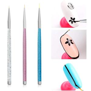 Premium 3 pcs of nail art detailing brush (Multicolor).