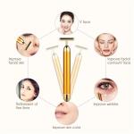 Electric Vibration Facial Massage For Roller Waterproof Face Skin Care T-Shaped Anti Wrinkle Massage(Gold).