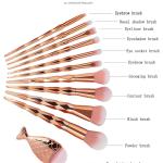 11pcs Diamond cut Handle Makeup Brush Set With Big Fish Tail For Foundation Brush